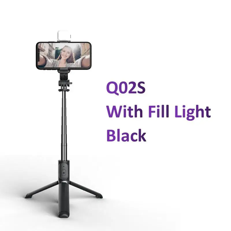 Wireless Bluetooth Selfie Stick Tripod Stand With LED Fill Light Foldable Tripod For iPhone Phone Live Streaming Remote Control