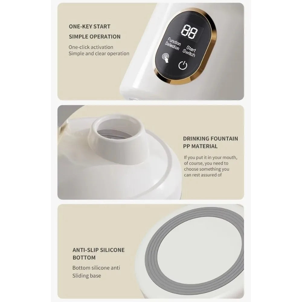 USB Rechargeable Portable Electric Juicer 600ML Capacity Cordless Juice Cup Blender Plastic Digital Display Fruit Blender