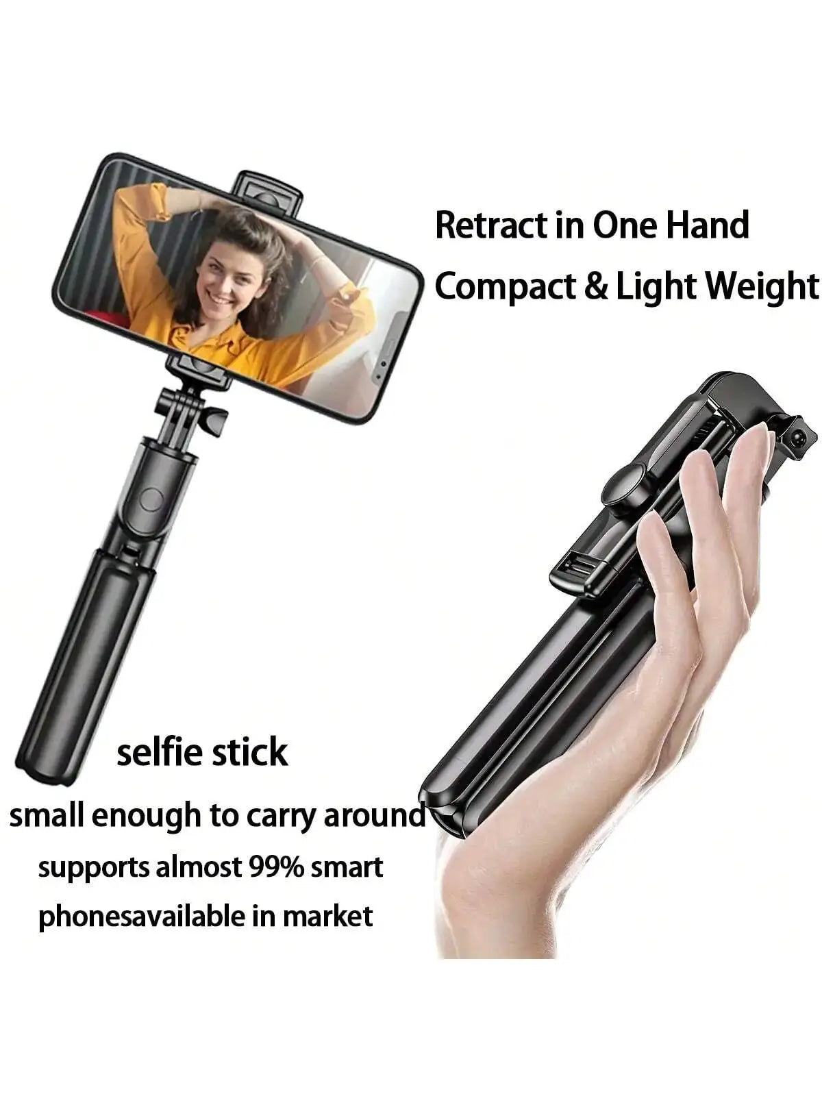 1PC Selfie Stick Wireless Selfie Stick With Tripod Stand Selfie Stick , Remote Control, Phone Holder And Built-In Tripod