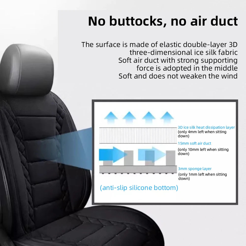Car Cool Air Seat Front Cushion  USB12V/24V Universal Rapid Cooling Car Fan Seat 3-Speed Setting Ventilated Seat Cushion For Car