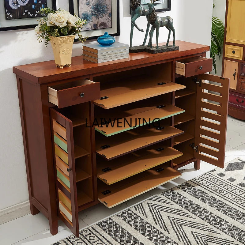 XL  American country shoe cabinet solid wood living room porch cabinet multi-functional locker