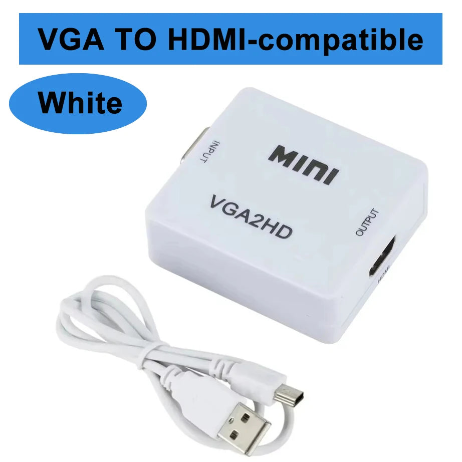 Mini VGA to HDMI-compatible Converter VGA2HDMI Video Box Audio Adapter HDTV 1080P For Notebook PC HD TV Projector TV Portable