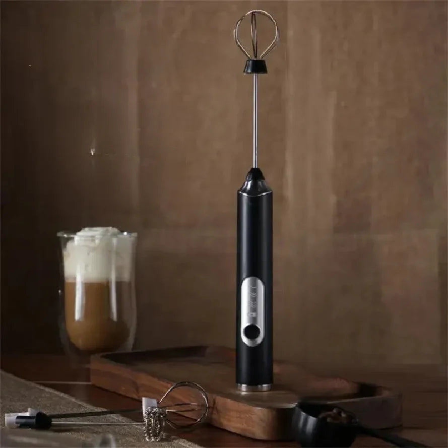 Handheld Double Stick Wireless Whisk Custard Foamer Mini Portable Blender Coffee Milk Three Speed Control Egg White Whipped USB