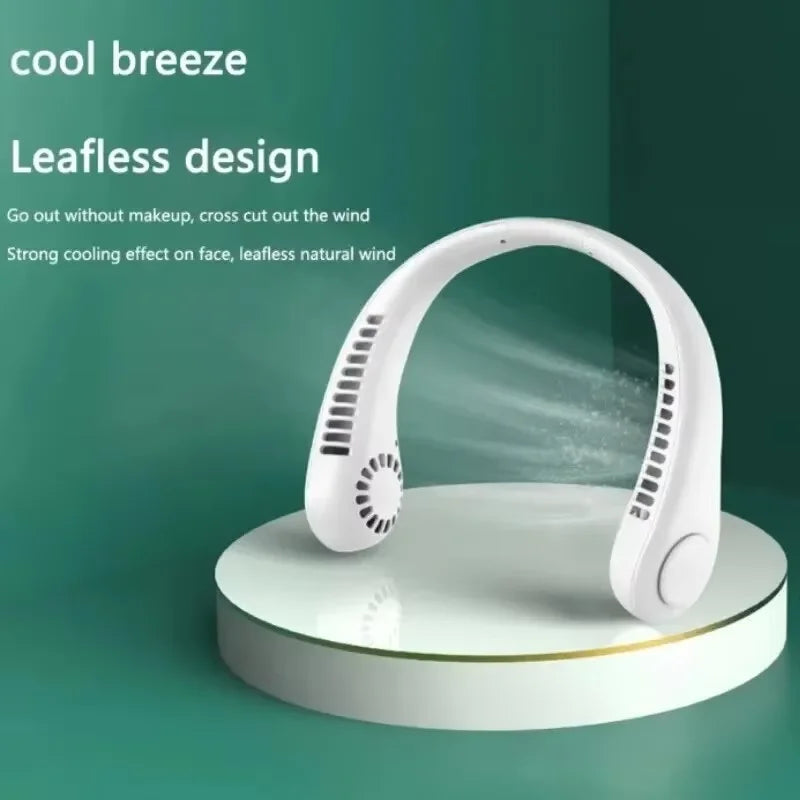 2026 New Mini Neck Mounted Fan Portable Bladeless Neck Rechargeable Air Cooler 3 Speed Mini Summer Sports Fan Outdoor Long endur