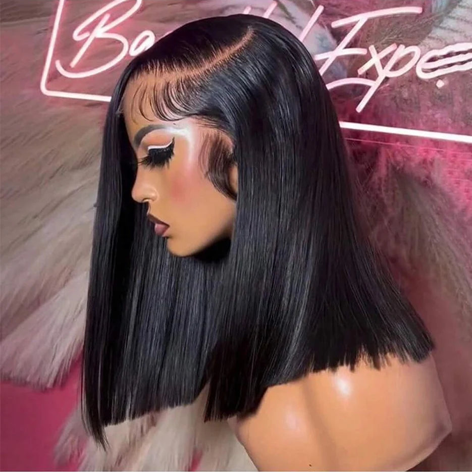 250% Density Bone Straight 13x4 Bob Lace Frontal Wig Human Hair Raw Vietnamese Double Drawn Lace Front Human Hair Wigs For Women