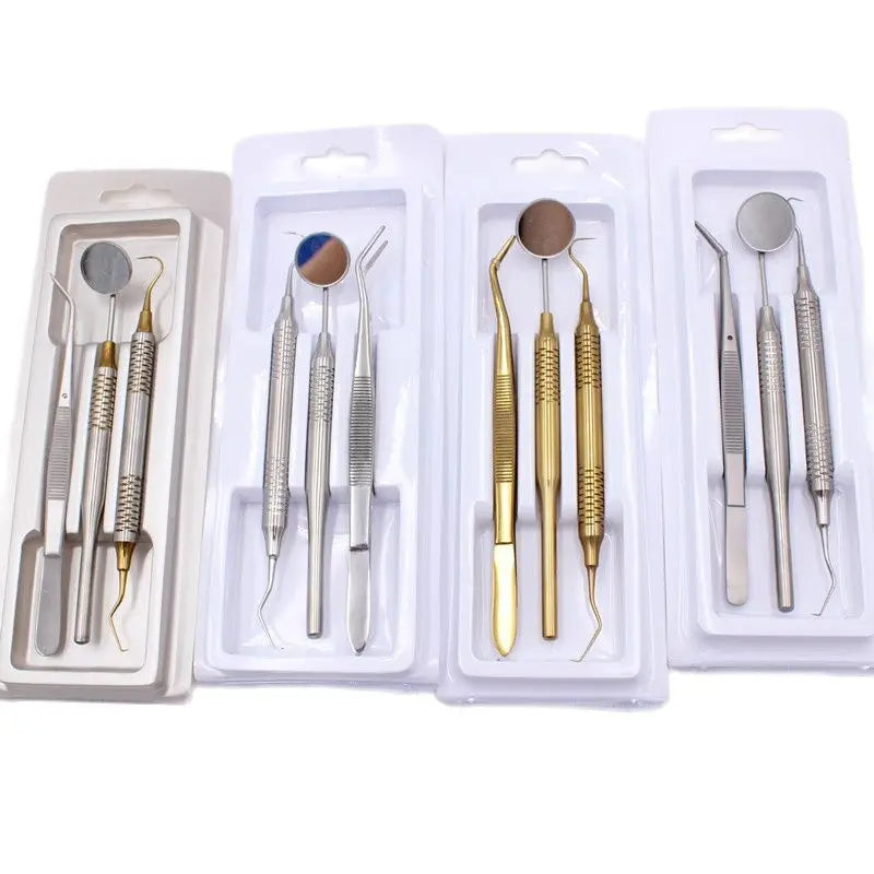 3pcs/pack Stainless Steel Dental Tools Kit Dentistry Lab Mouth Mirror Dentists Pick Tool Teeth Scaler for Teeth Whitening Kit