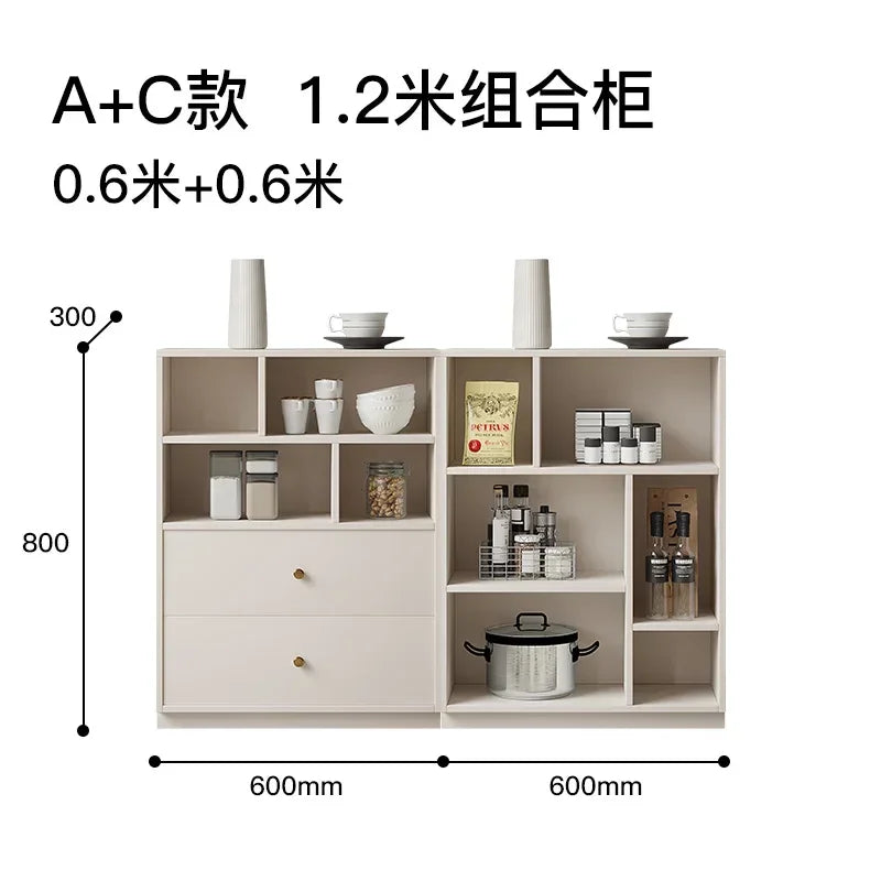 i7   Cream Wind Combination Meal Side Locker Kitchen Storage Tea Coffee Side Cabinet