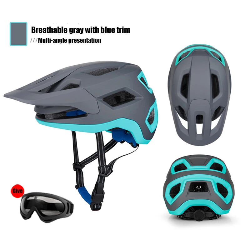 2pcs Bike Riding Helmet Glasses Suit Electric Vehicle Road Mountain Bicycle Helmet Cycling PC Lightweight Breathe Safety Helmet