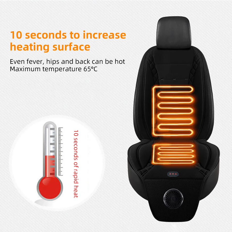 Car Air Condition 2-in-1Cool Seat Cushion Ventilation Heated Seat Backrest Inhaling External Fan Blow Easy To Install Seat Pad