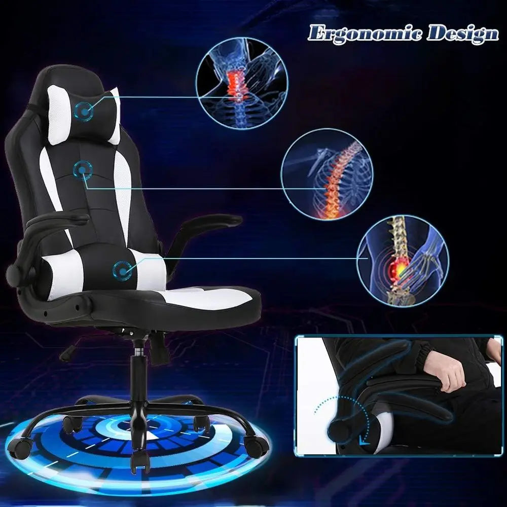 PC Gaming Chair Ergonomic Oice Chair Desk Chair with Lumbar Support lip Up Arms rest PU Leather Executive High Back Computer Cha