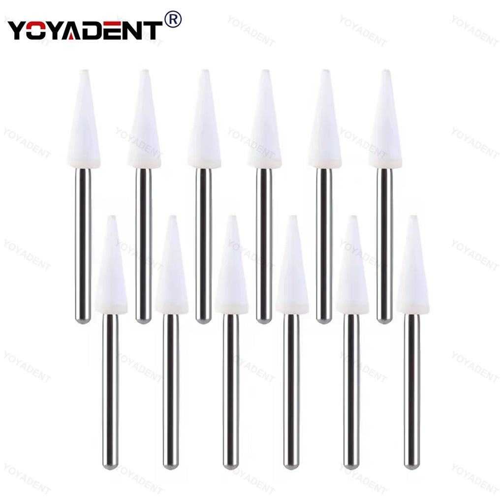 Dental Polishing Stone Kit White FG Burs Cone/Flame/Round Teeth Whitening Polishing Tools 12pcs/Box CN1 RD1 FL2 Dental Products
