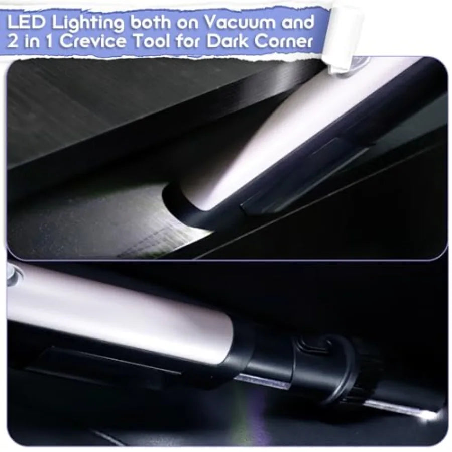 Handheld Vacuum Cordless Car Vacuum Cleaner 18KPa High-Power Suction Portable Hand Vac with Washable HEPA LED Light Storage Doc