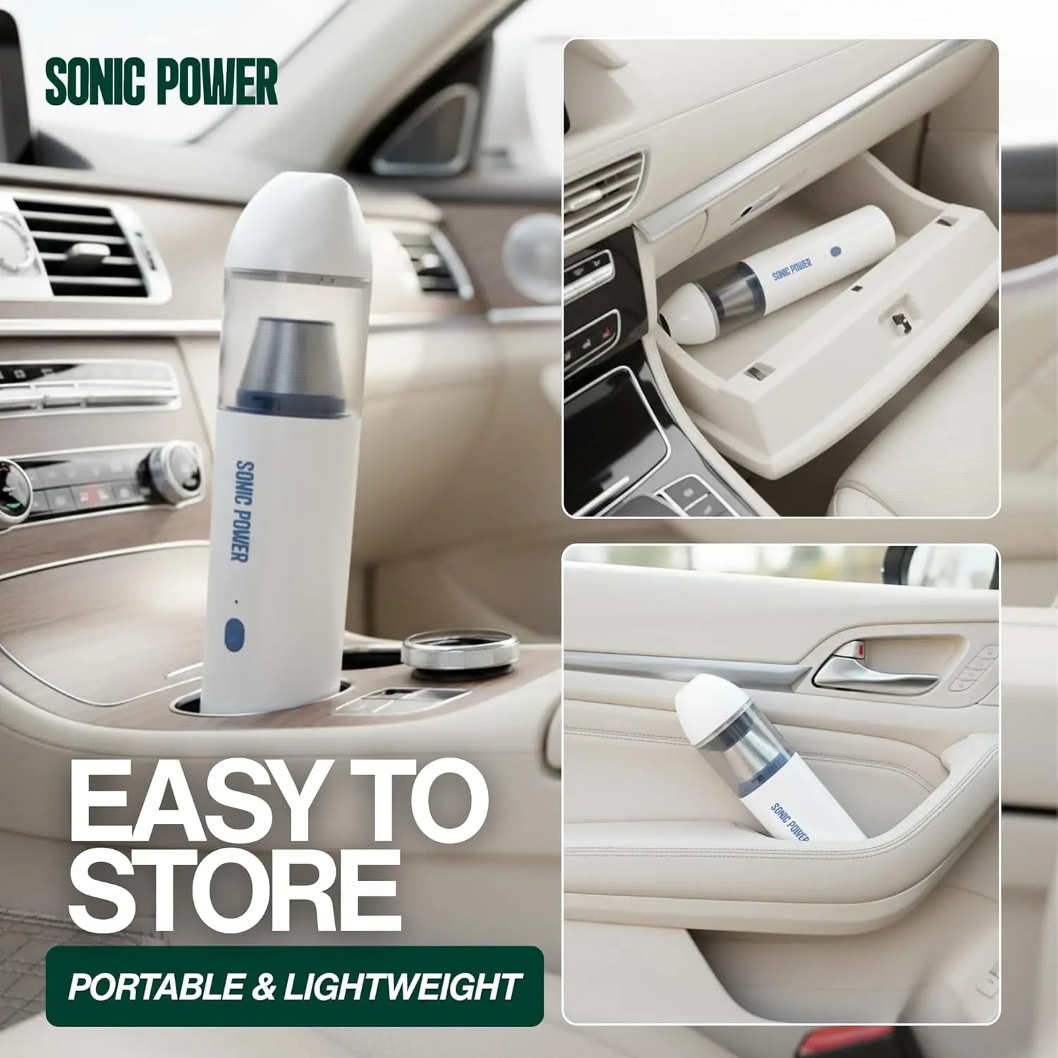 Portable Cordless Car Vacuum, 15000Pa High Suction Handheld Cleaner with 4 Attachments for Car Home Pet Office