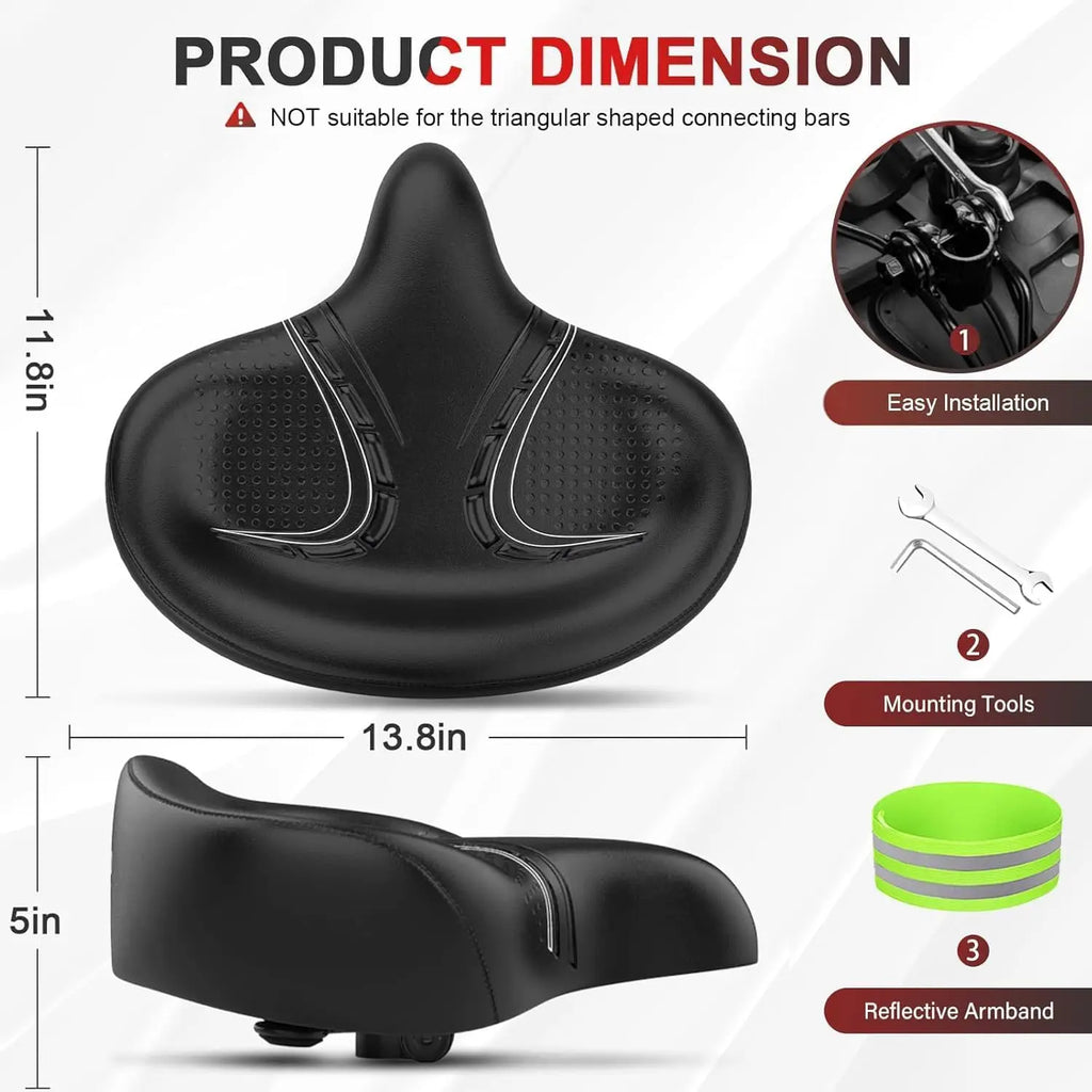 Oversized Bike Seat with Backrest, Universal Fit for Electric and Stationary Bikes, Comfortable for Men & Women