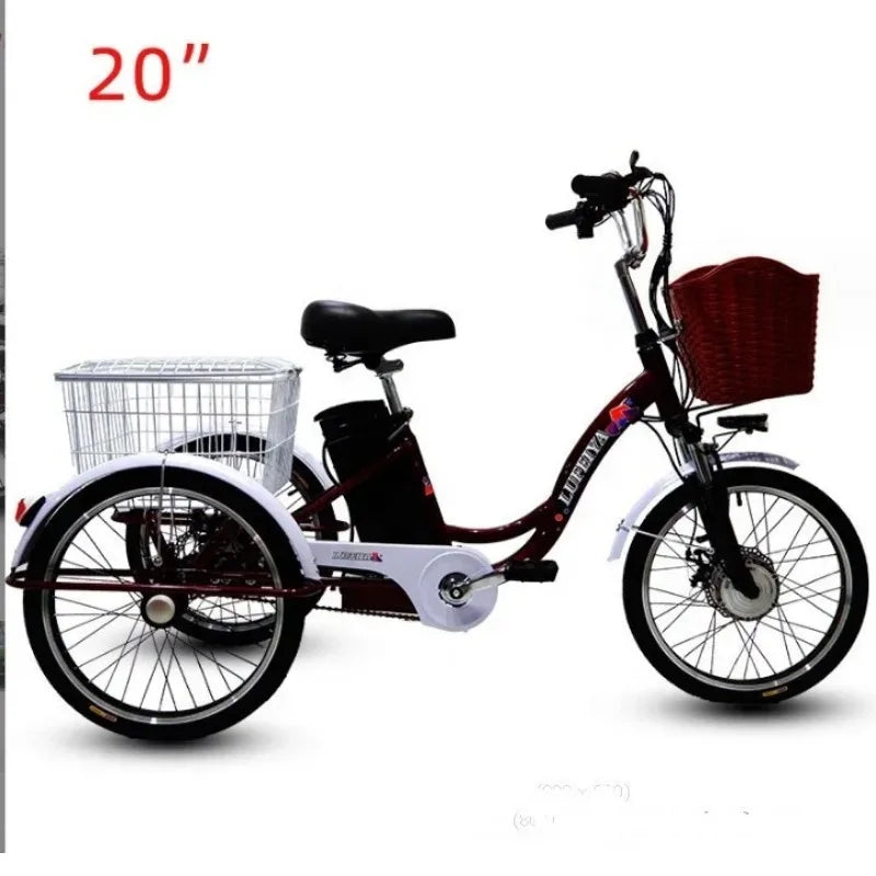 2026 Old Elderly Three Wheel Trike Heavy Load Adult 350W Cheap Cargo Bike Bicycle City 3 Wheel Electric Tricycles Motorcycle