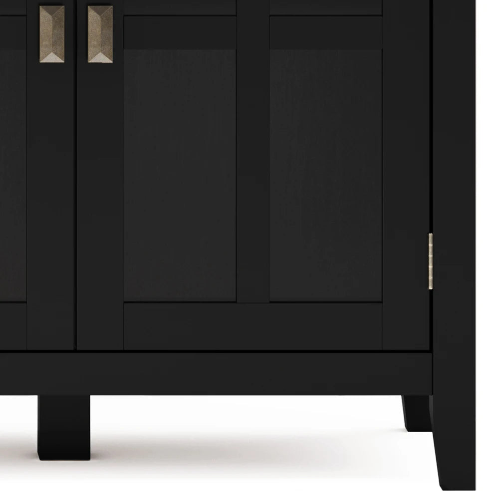 Artisan 66 inch Wide Solid Wood Wide 4 Door Storage Cabinet in Black