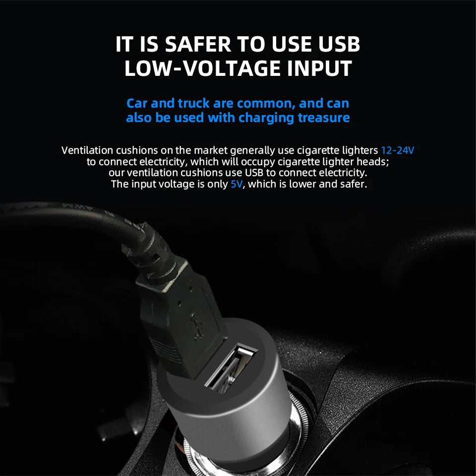 Car Cool Air Seat Front Cushion  USB12V/24V Universal Rapid Cooling Car Fan Seat 3-Speed Setting Ventilated Seat Cushion For Car