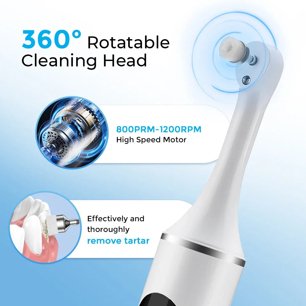 Electric Tooth Polisher Teeth Whitening Cleaner  6 Brush Heads LED Light Plaque Dental Tartar Remover Plaque Teeth Cleaning Set