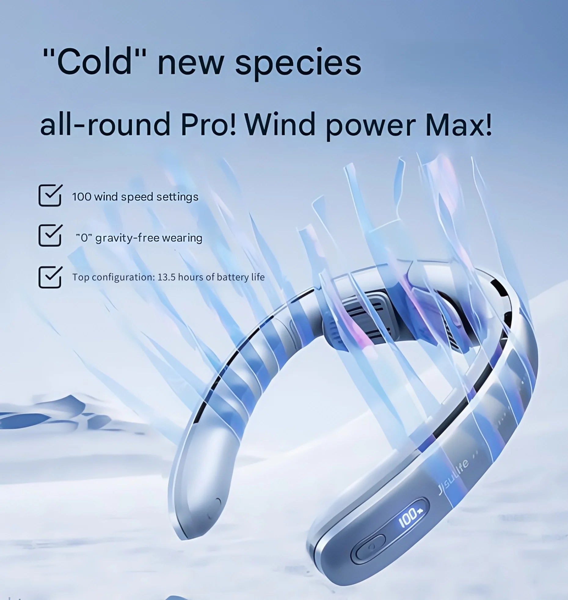 Small fan portable small USB charging mini lazy neck hanging neck leafless turbine light sound wearable adjustable