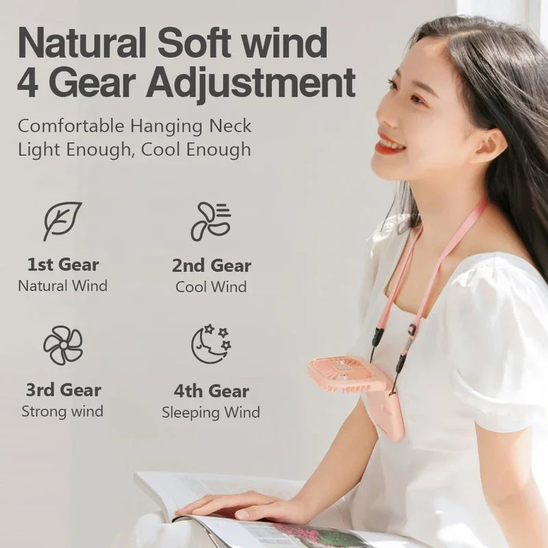 Mini Usb Rechargeable Fan Foldable Neck Hanging and Desktop Dual Use Fan for Home and Outdoor Cooling