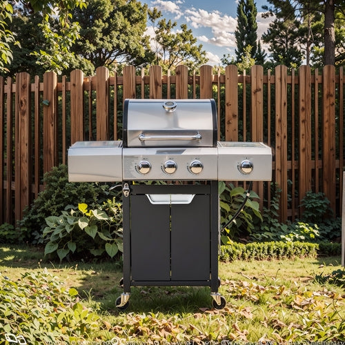 Propane Grill 3 Burner Barbecue Grill Stainless Steel Gas Grill With