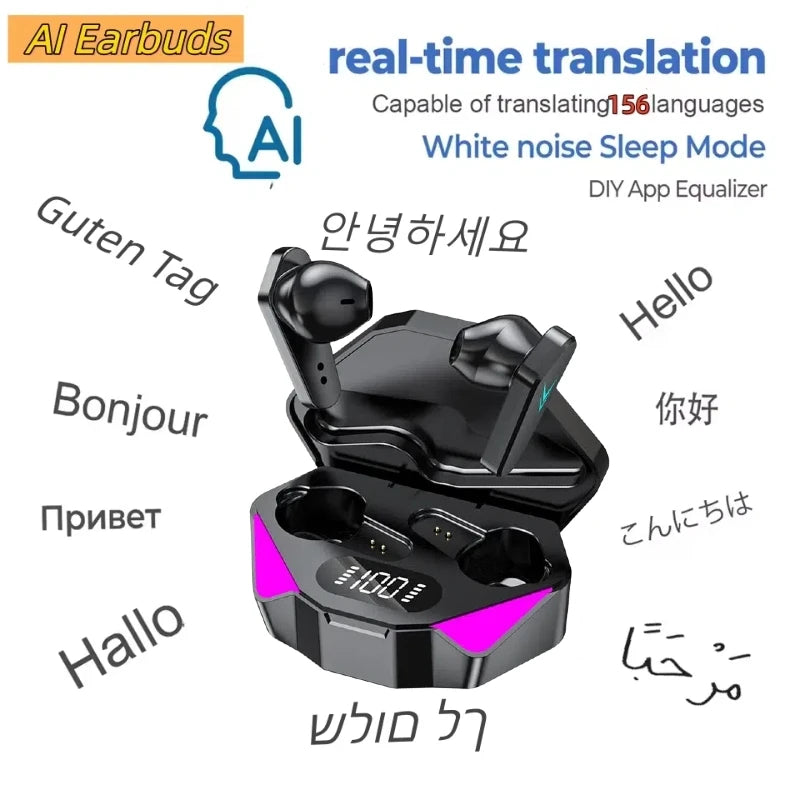 AI Translation Bluetooth Earphones Magic APP 156 Languages Real time Translator Meeting Summary Business Travel Wireless Earbuds
