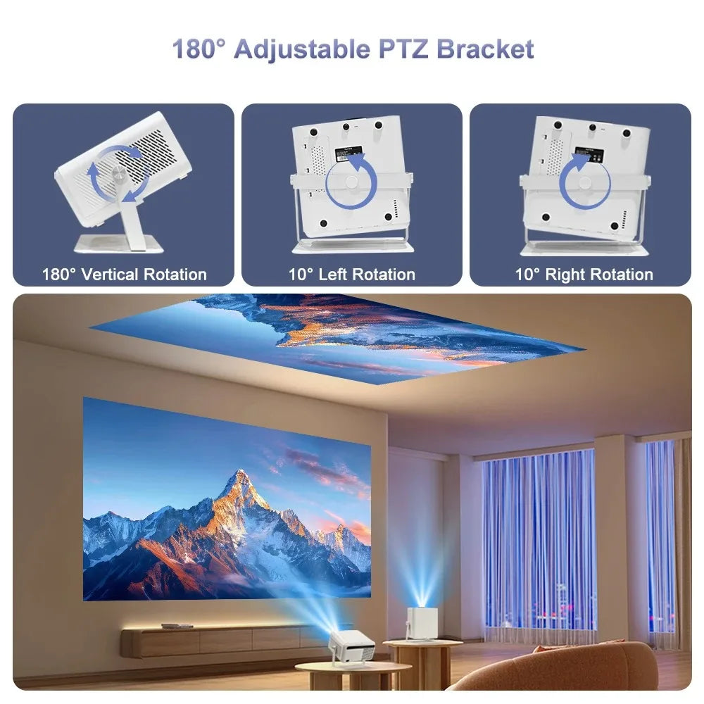 Flixtone Projector 2700 ANSI full hd 1080P D9W Mini Pro Android 14.0 4k Projectors for home Movie Theater Beam Video Smart tv