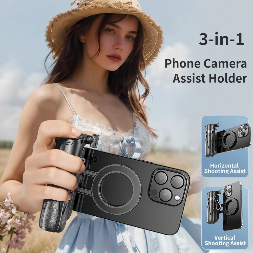 3-in-1 Selfie Stick Tripod with Wireless Remote, 54'' Extendable Phone Tripod Stand with Magnetic Mount, Foldable Phone Tripod f