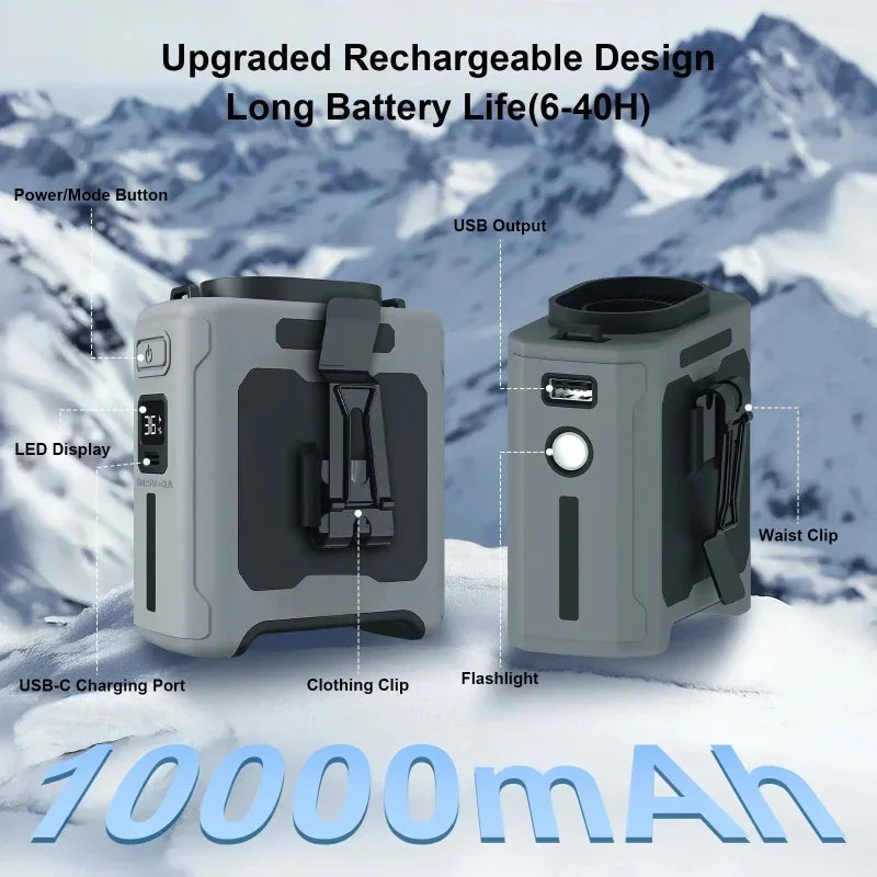 2026 Portable Waist-hanging Fan High-speed Portable Waist-clip Outdoor Construction Site Cool Down USB Mini Neck-hanging