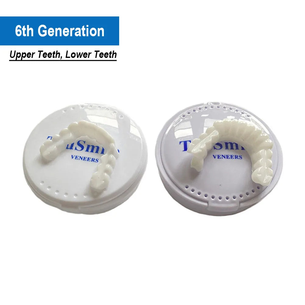 5Pcs Upper Lower Fake Tooth Veneers Temporary Denture Brace Snap False Teeth Whitening Restoration Repair Filling Materials Kits