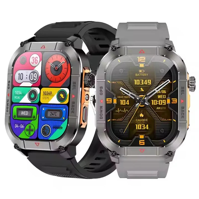 New HK84 Men Smart Watch AMOLED Outdoor GPS Sports Positioning Compass Fitness Tracker BT Calling Health Monitoring Smartwatch