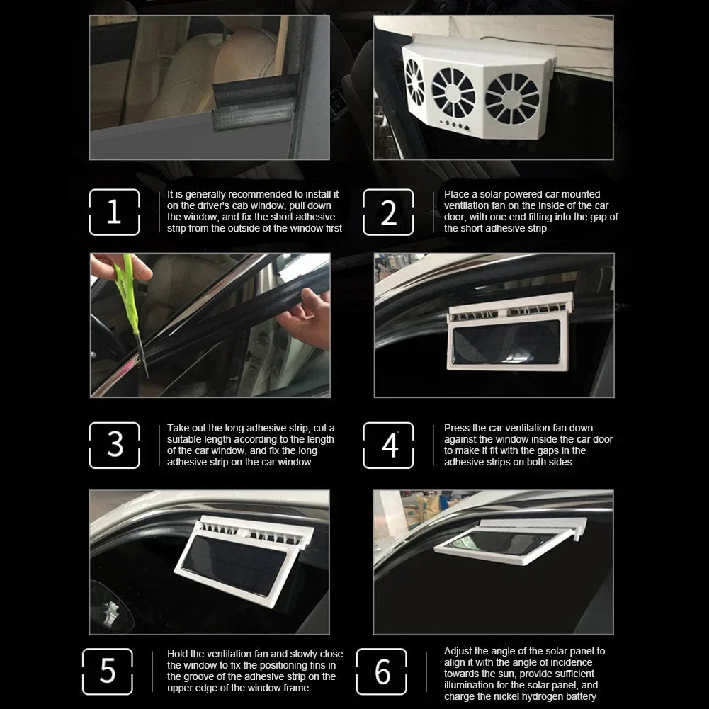 Car Exhaust Fan USB Rechargeable/solar Air Circulation Cooling and Heat Dissipation High Wind Power 2/3 Head Ventilation Fan