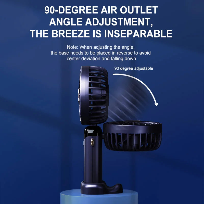 Handheld Mini Fan Wireless USB Rechargeable Portable Digital Display Phone Holder Fan 5 Speed Foldable Neck Hanging Small Fans