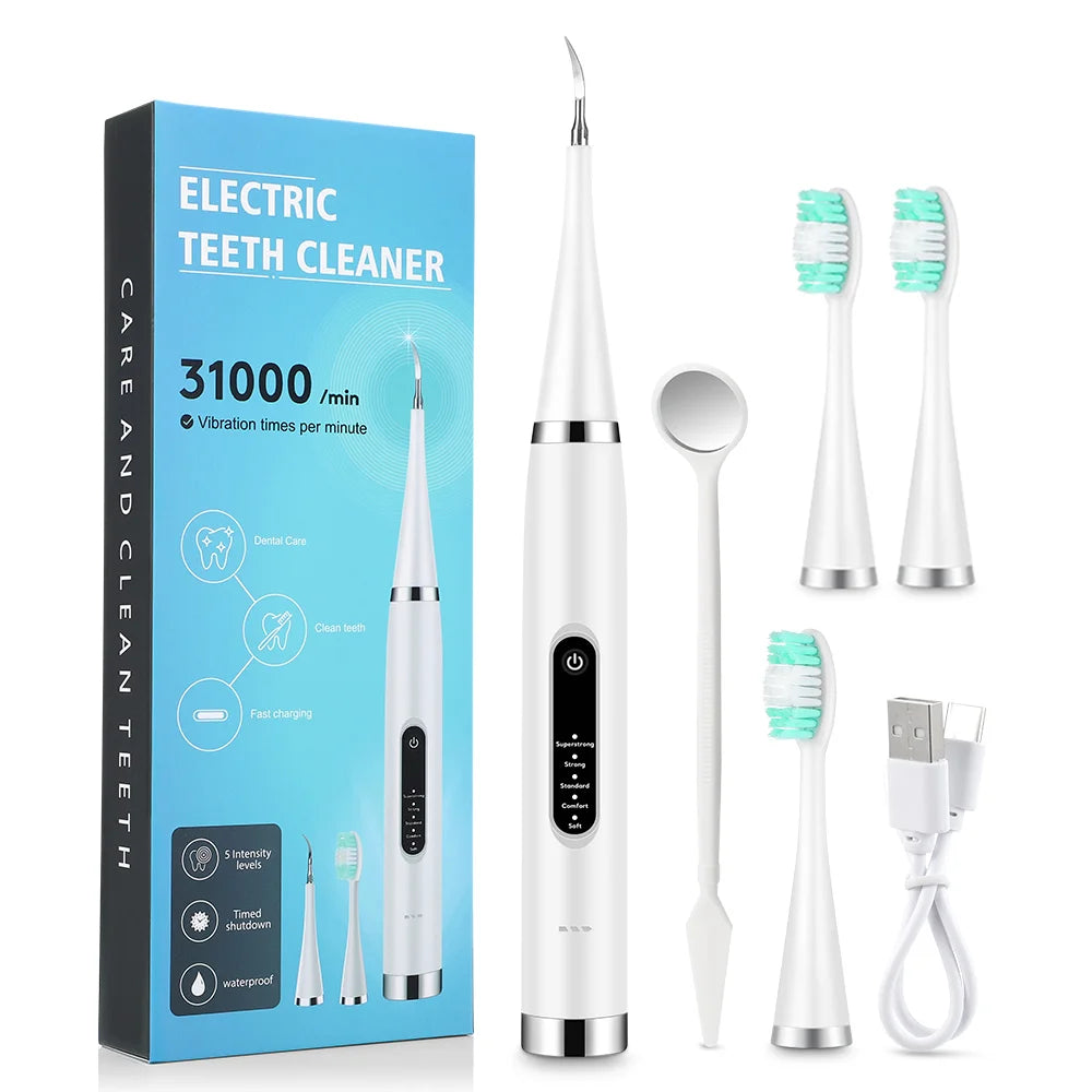 Portable Electric Sonic Dental Scaler Tooth Cleaner Calculus Stains Tartar Remover Dentist Teeth Whitening Oral Care Kit Tools