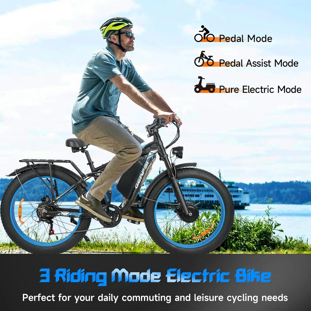 BAOLUJIE Electric Bike, 5000W Peak Dual Motor, 38 Mph Max Speed, Color LCD Display,Electric Bike 52V 32AH Removable Battery