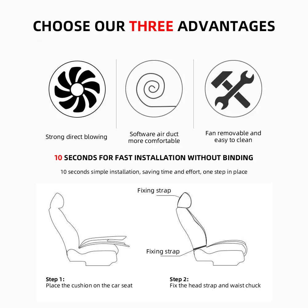 Car Air Condition 2-in-1Cool Seat Cushion Ventilation Heated Seat Backrest Inhaling External Fan Blow Easy To Install Seat Pad