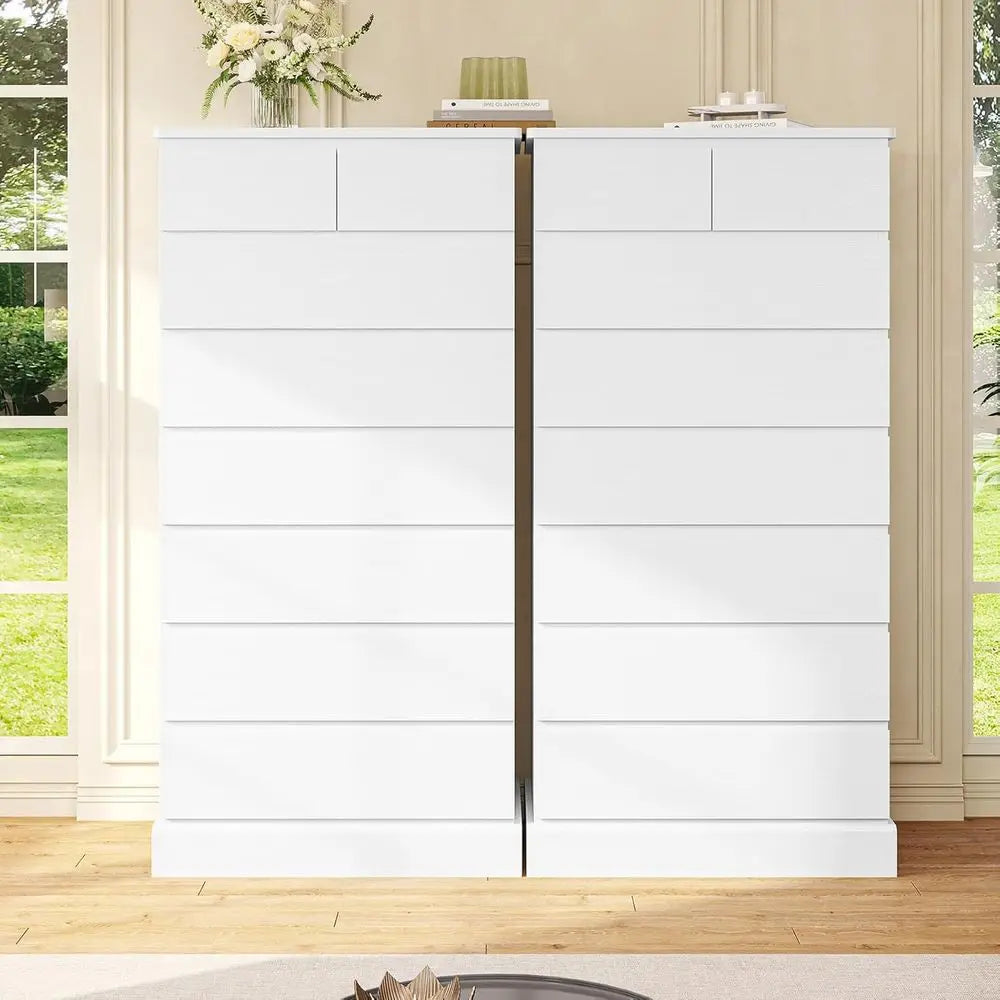 Elegant Tall Dressers and Bedroom Sets with 8 Drawers, 59.6 Tall Dressers, Chests, and Wooden Storage Cabinets, Ideal for Closet