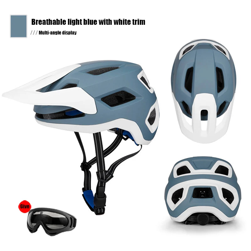 2pcs Bike Riding Helmet Glasses Suit Electric Vehicle Road Mountain Bicycle Helmet Cycling PC Lightweight Breathe Safety Helmet