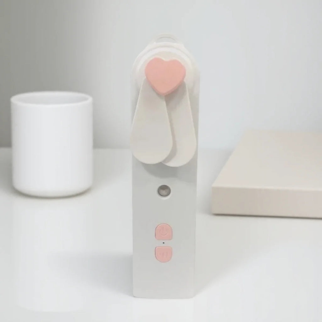 Portable 2in1 Mini Fan Humidifier USB Rechargeable Handheld Fan Water Spray Mist Face Steamer Air Purifier Home Essential