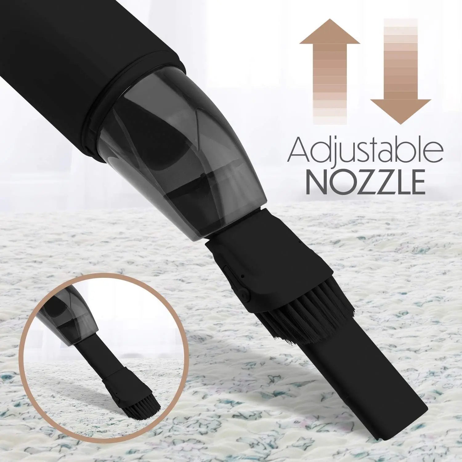 Portable Hand Vacuum Cleaner Cordless Rechargeable with USB-C, Lightweight for Home Car Pet Hair, Compact Design - Black