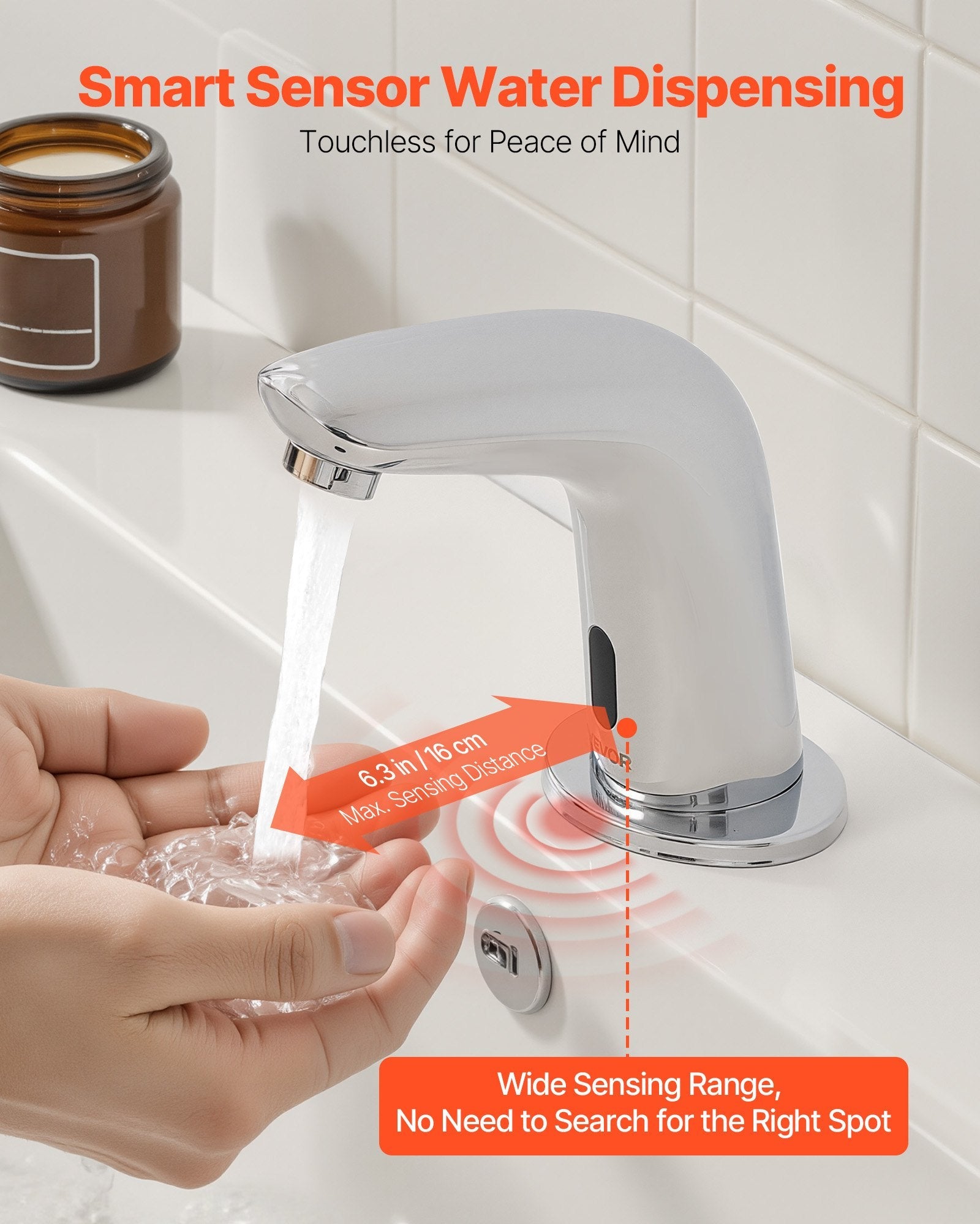 Touchless Bathroom Sink Faucet, Automatic Motion Sensor Restroom
