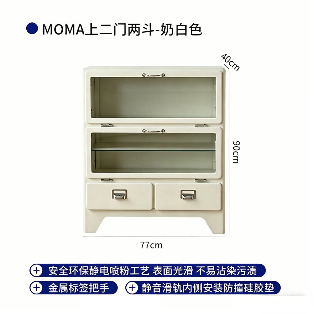 Japanese-style retro iron cabinet metal display cabinet, dining side storage cabinet