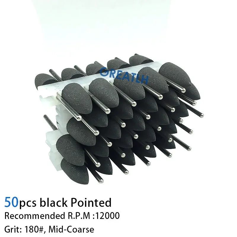 50pcs/bag Dental Polisher Accessories Kit 2.35mm Silicone Rubber Polishers Burs Teeth Whitening Dental Supplies 12Types Optional