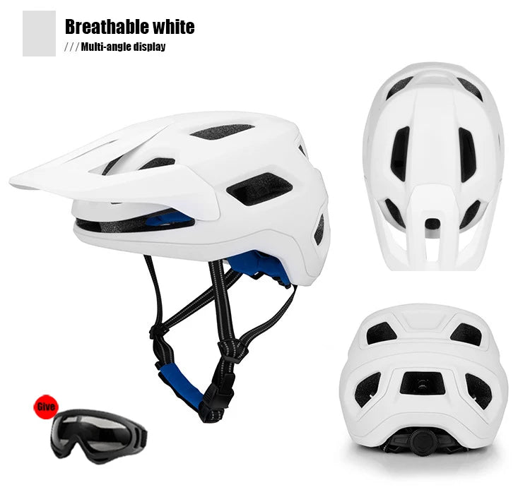 2pcs Bike Riding Helmet Glasses Suit Electric Vehicle Road Mountain Bicycle Helmet Cycling PC Lightweight Breathe Safety Helmet