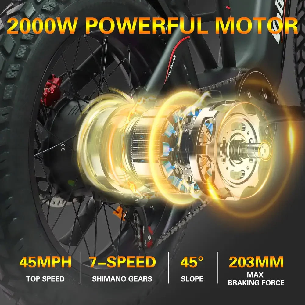 BAOLUJIE Adult Electric Bicycle Peak 1500W/5000W Motor 48V/52V/60V Battery Mountain Bike Electric Bike Fat Tire E bike off-road