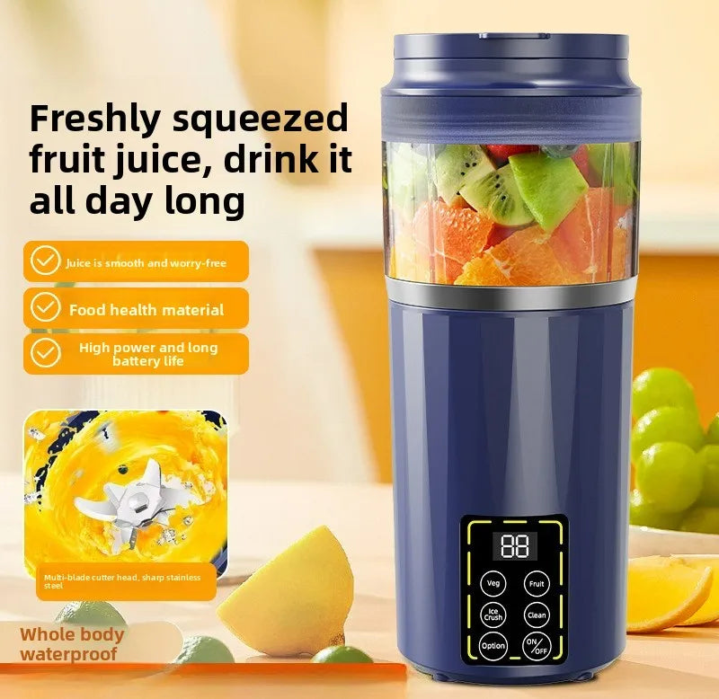 USB Rechargeable Portable Juicer Digital Display Strong Blender Ice Crusher for Home Outdoor