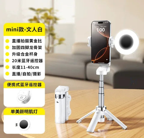 JC25 Mini Extendable Selfie Stick Tripod 4 Feet Foldable Travel Phone Camera Holder with Bluetooth Remote for Vlog Photography