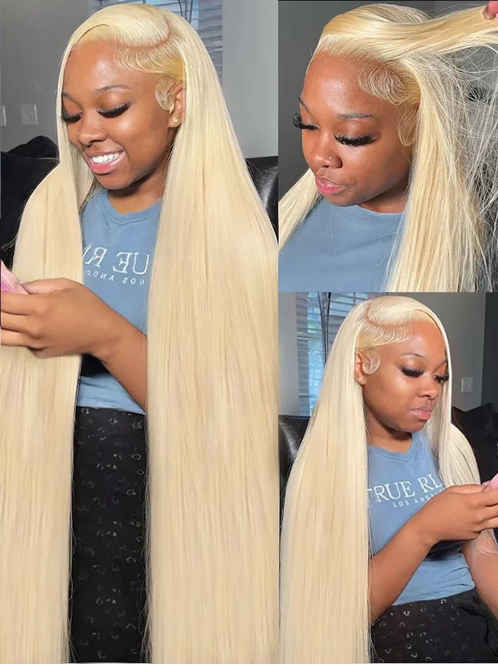 46 Inches Long Straight Honey Blonde Colored Remy Human Hair 13x4 HD Lace Full Frontal 613 Hair Wigs 13x6 Lace Full Front Wigs
