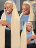 46 Inches Long Straight Honey Blonde Colored Remy Human Hair 13x4 HD Lace Full Frontal 613 Hair Wigs 13x6 Lace Full Front Wigs