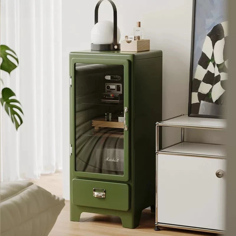 Japanese-style retro iron cabinet metal display cabinet, dining side storage cabinet